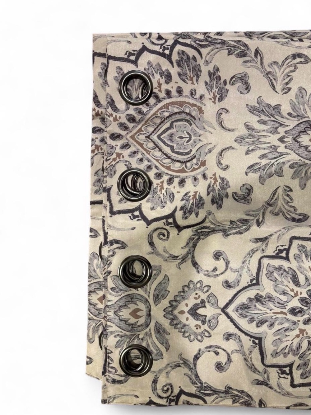 Heavy Room Darkening Curtains 50x84 – Cream Gray Taupe Damask